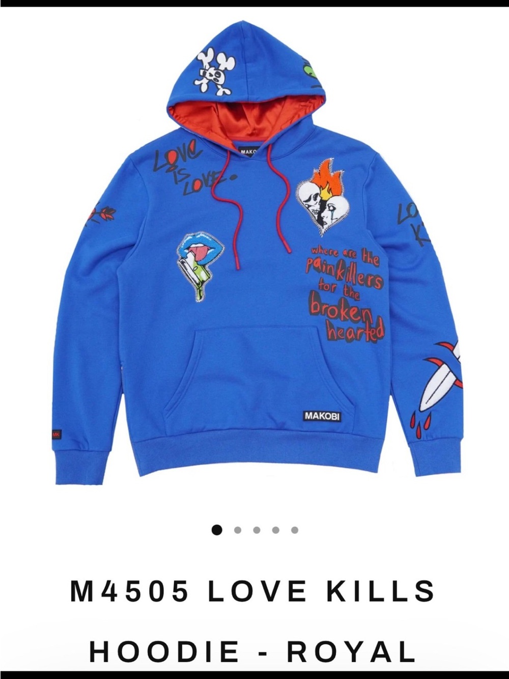 Makobi Royal Blue 'Love Kills' Graphic Hoodie